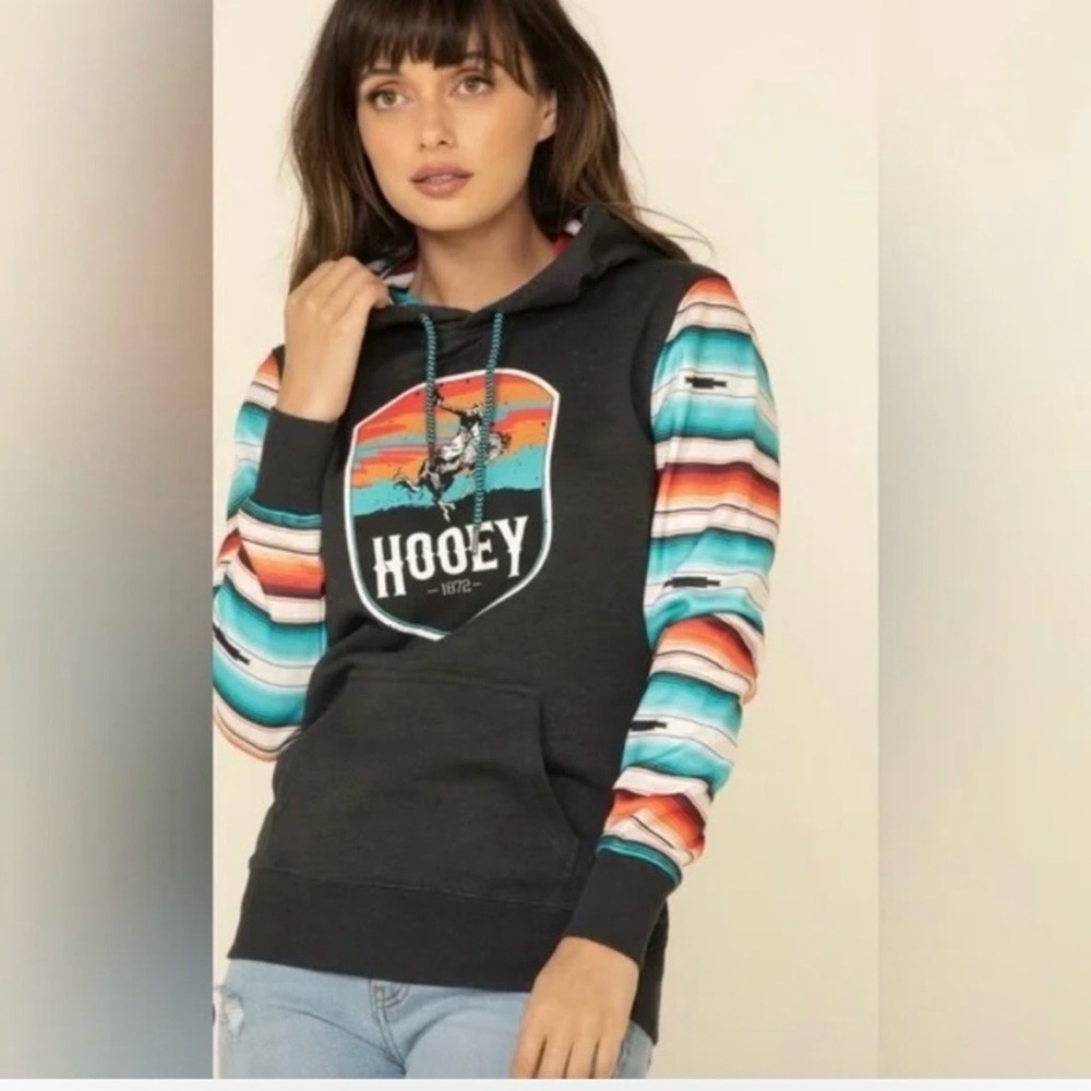 Hooey Cheyenne Aztec Hoodie Hoody Cowgirl Western Rodeo Stripes Colorful L #187